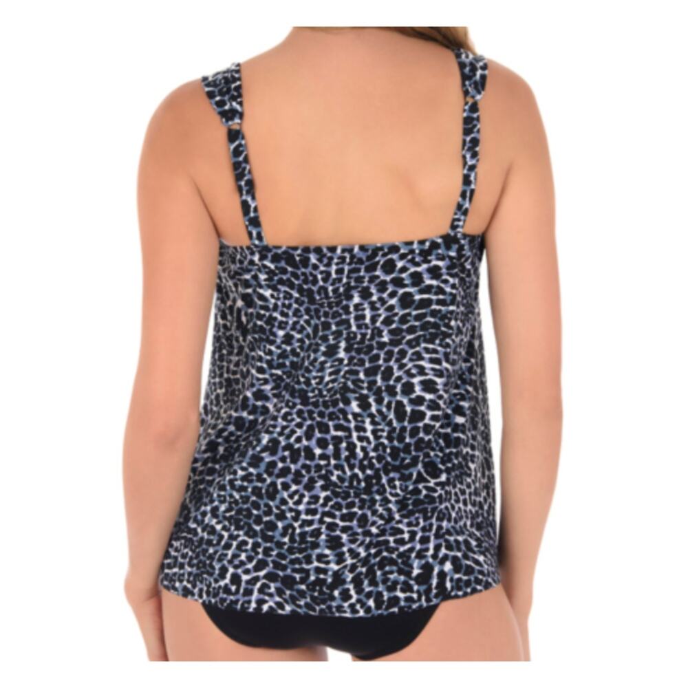 Miraclesuit Dazzle Tankini Underwire Top | Size 8 | Luxe Leopard  - Black Grey - Picture 3 of 10